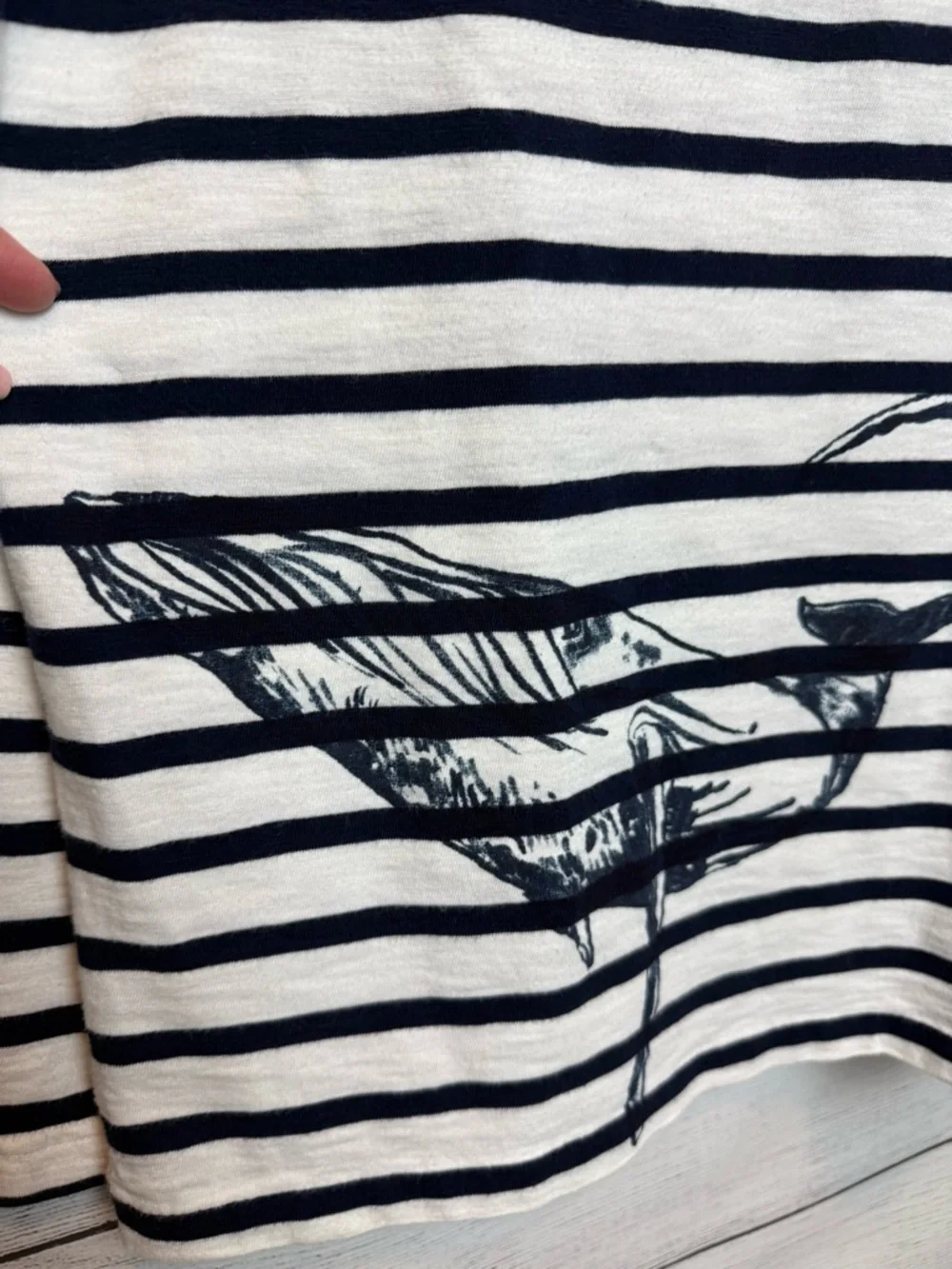 J. Crew Navy & White Striped Long-Sleeve Top with Whale Motif - Picture 3 of 7